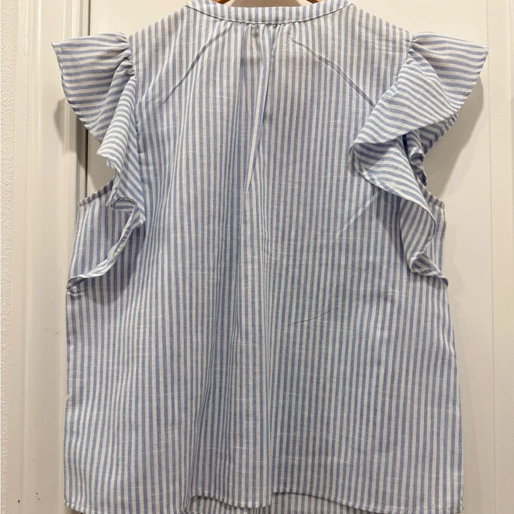 Savanna Jane Blue and White Striped Blouse - Picture 5 of 8